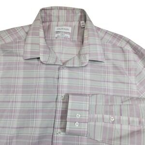Calvin Klein Plaid Slim Fit Non Iron Stretch Dress Shirt 16.5 34/35